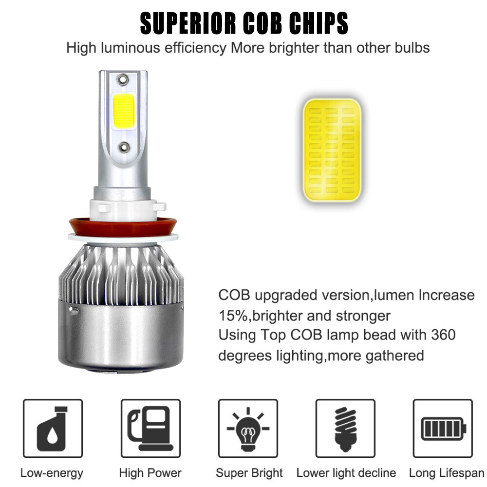 For Ram 1500 2500 3500 2013-2019 -2pc 8000K Ice Blue LED Headlight Bulb Low Beam