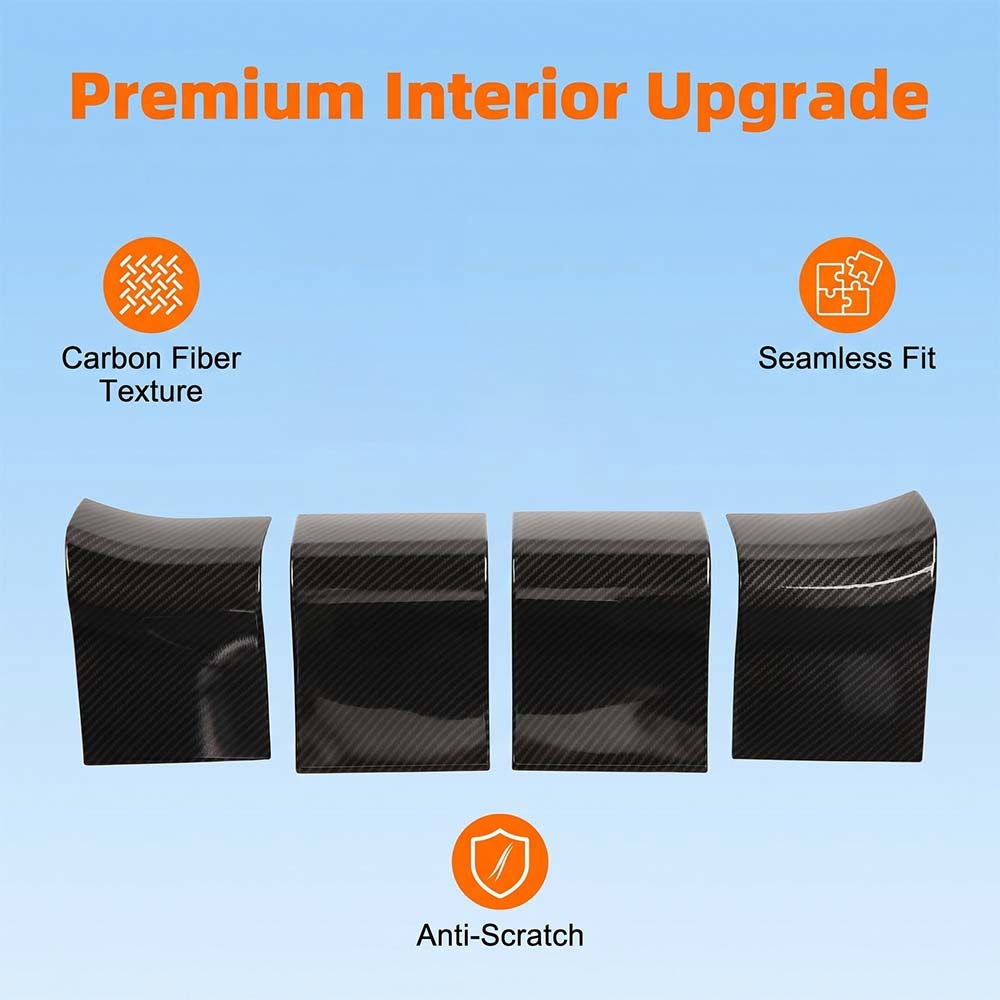 Interior Door Handle Panel Cover Top Trim Bezel For Ford F150 2015+Carbon Fiber