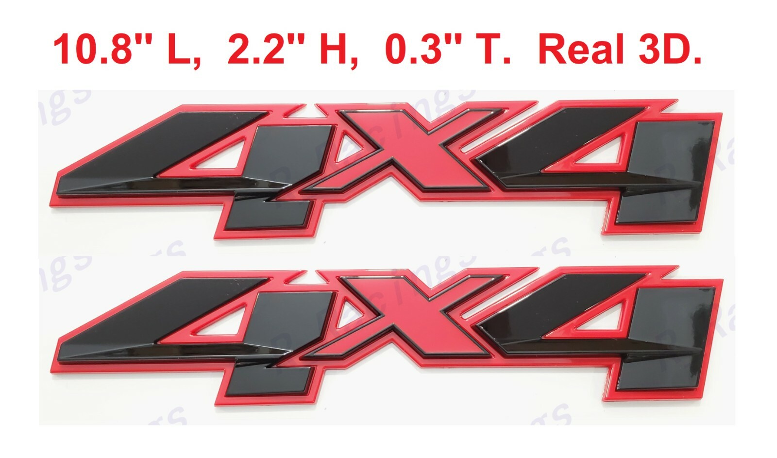 2PCS Gloss Red Black 3D 4×4 Bed Rear Emblem Badge Decal Fit Silverado GMC Sierra