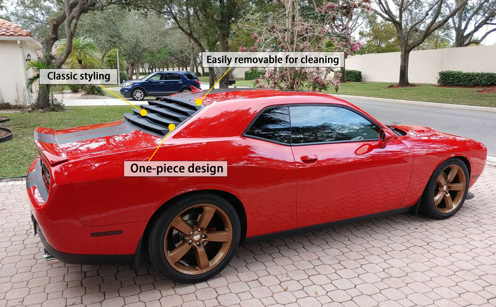 For Dodge Challenger 08-23 Rear Window Scoop Louver Sun Shade Cover Vent ABS