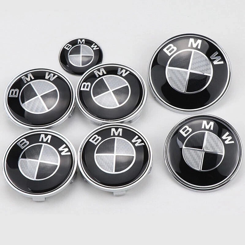 RARE 7Pcs HubCaps Steering Wheel Emblem Badge Set 82mm 74mm 68mm 45mm SET