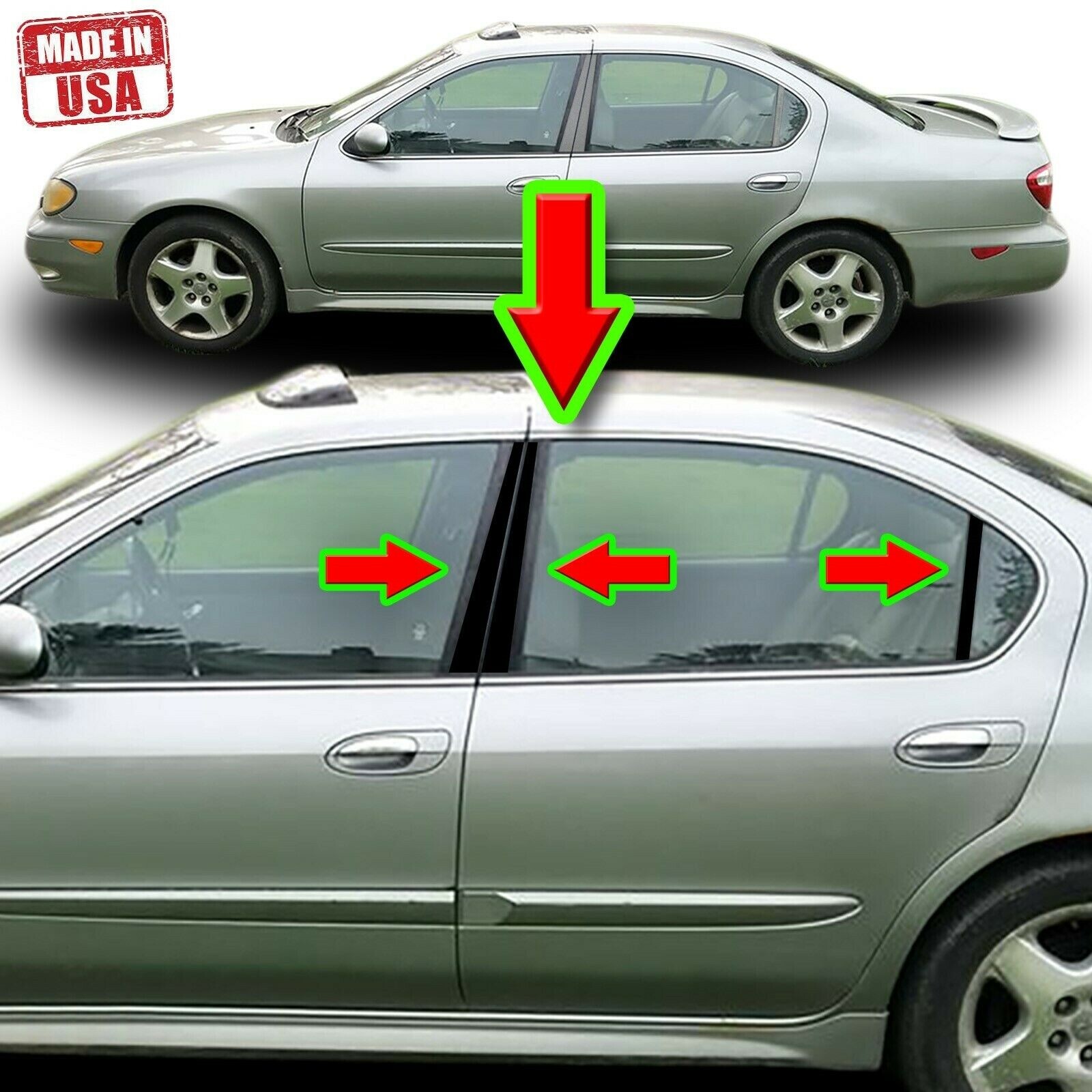 Black Pillar Trim for Infiniti i30/i35 00-05 6pc Set Door Cover Piano Post