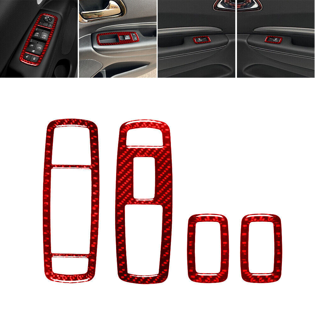 51Pcs Red Carbon Fiber Full Interior Kit Cover Trim For Dodge Durango 2014-2020
