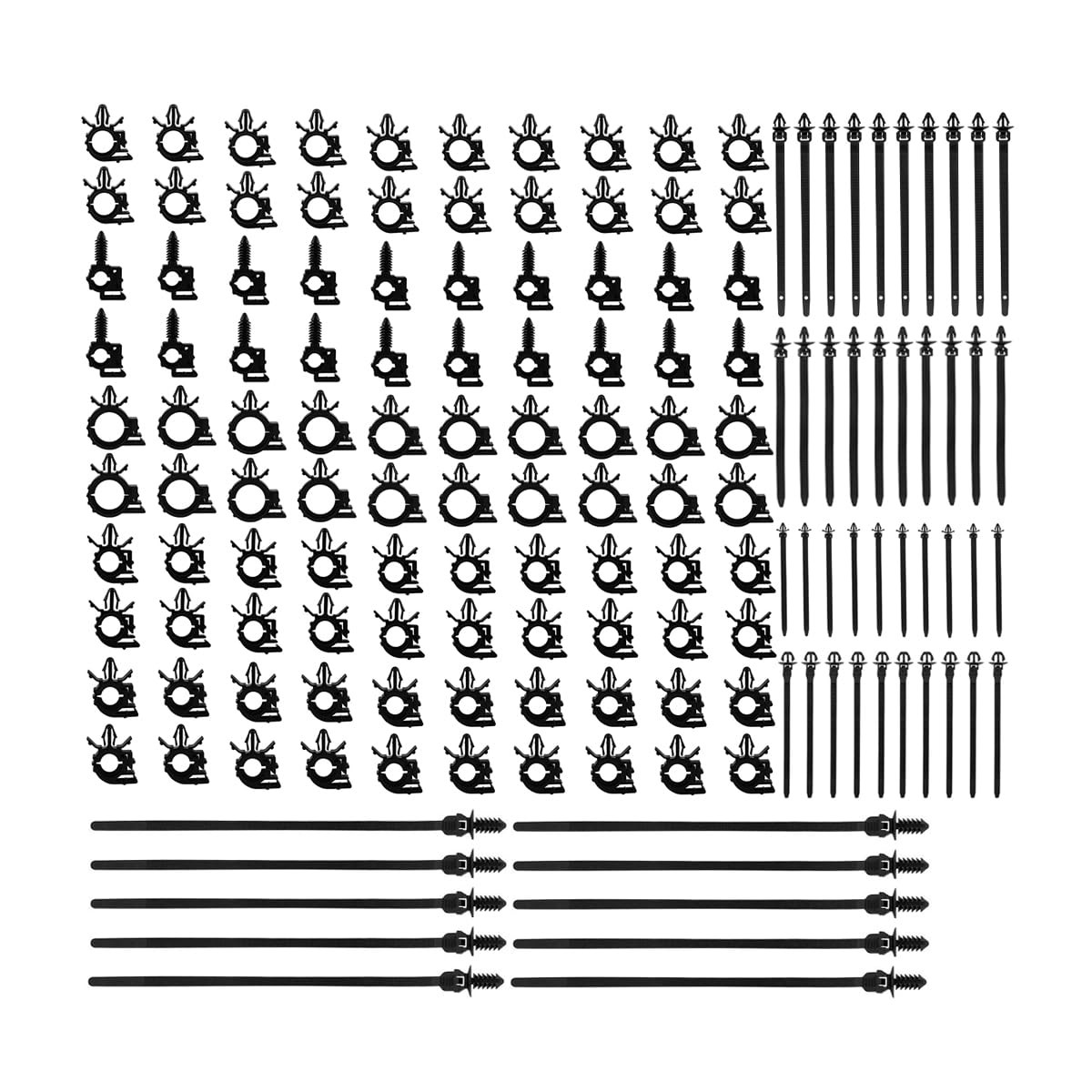 150PCS Automotive Wire Loom Clips Push Mount Cable Zip Tie Assortment