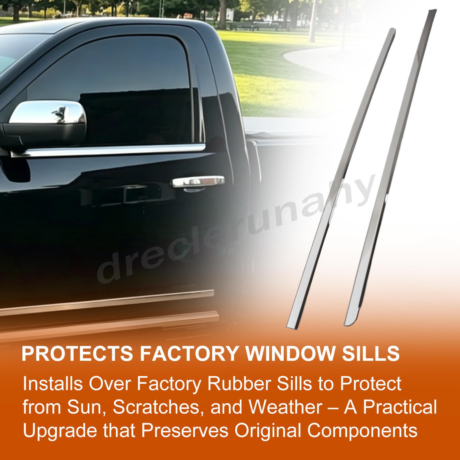For 2014-2018 Chevy/GMC Silverado/Sierra Regular Cab 2X Window Sill Trim Molding