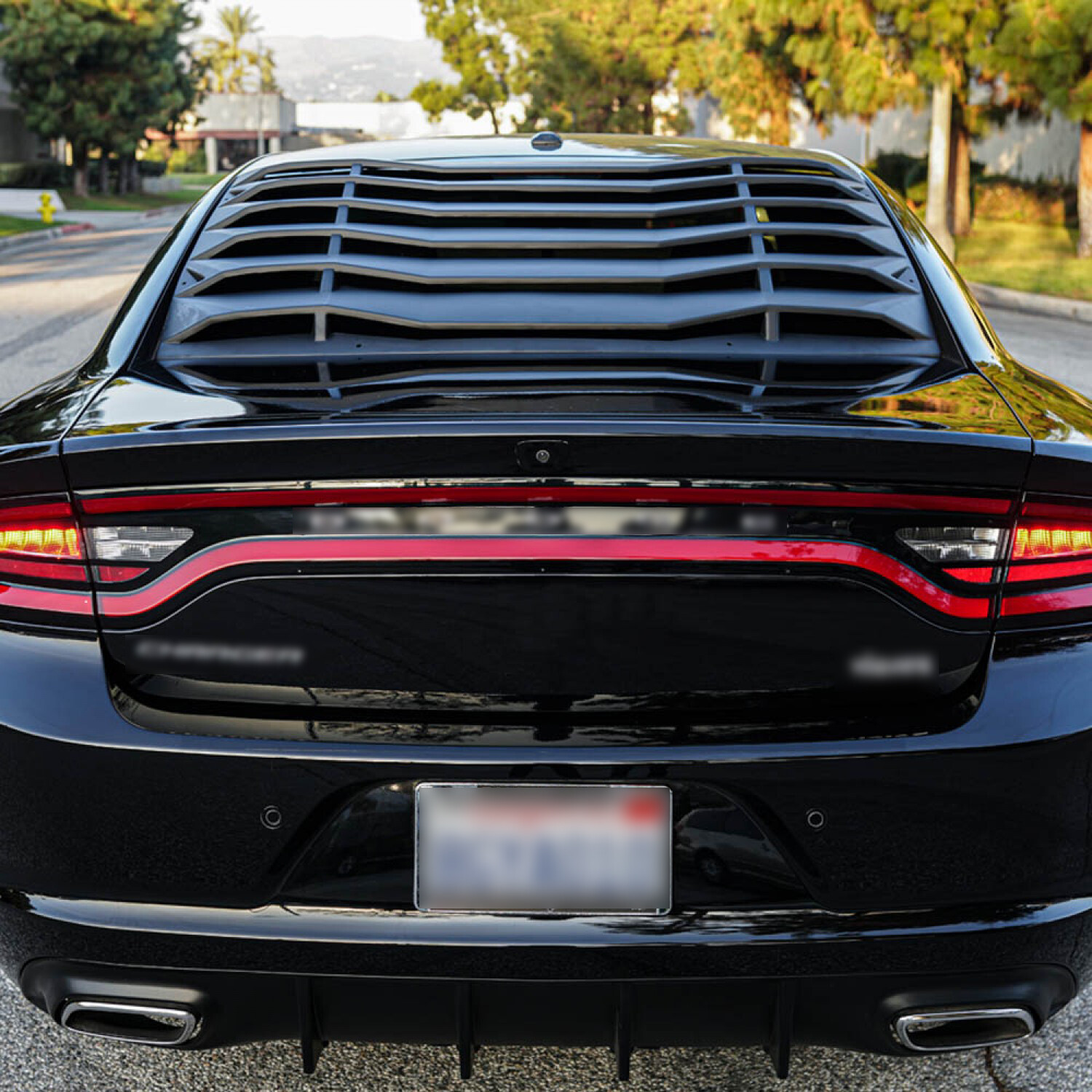 HECASA Rear Window Louver Cover Vent Black ABS For 2011-2023 2020 Dodge Charger