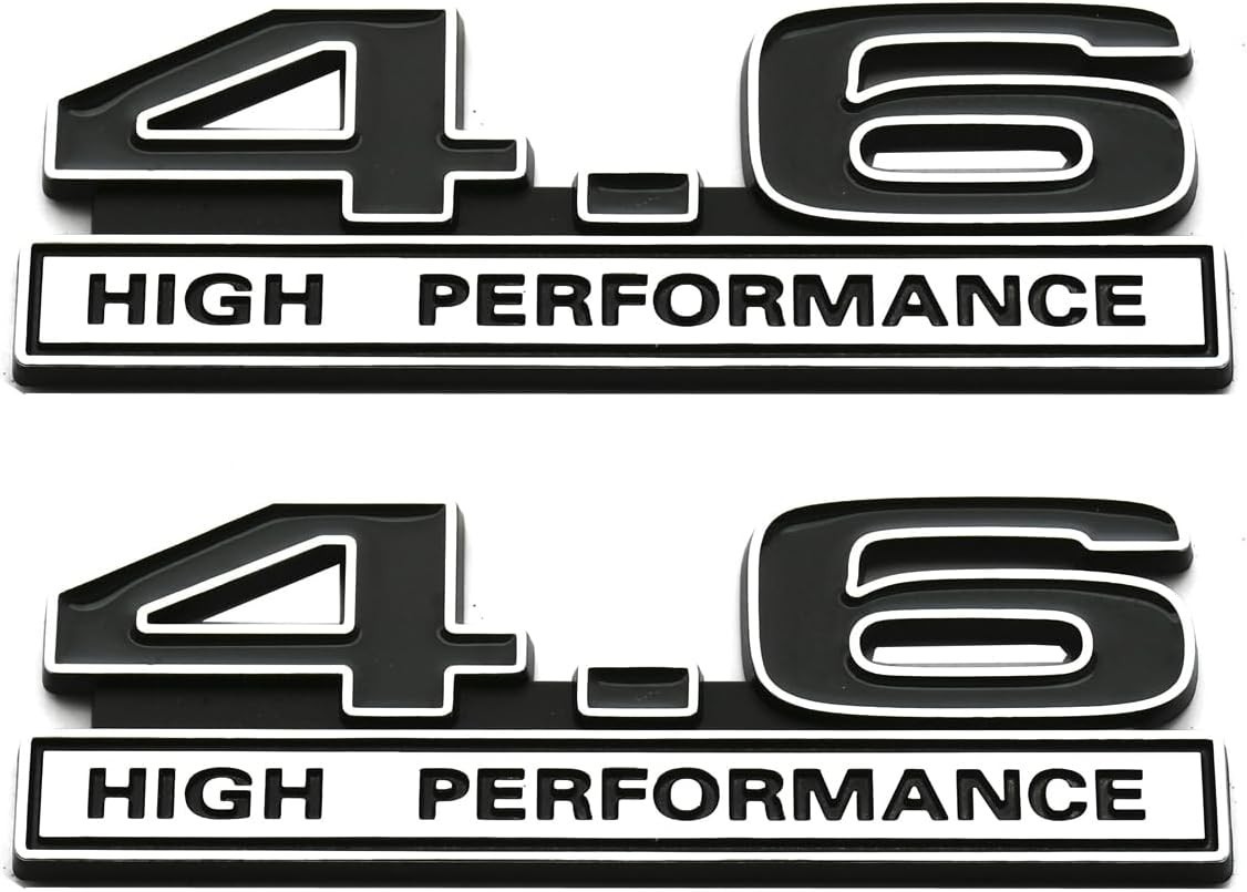 2pcs 4.6 Liter High Performance Engine Emblems Chrome Black