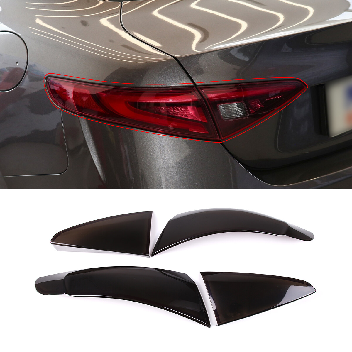 Smoke Black ABS Tail Light Lamp Guard Panel Trim For Alfa Romeo Giulia 2017-2022