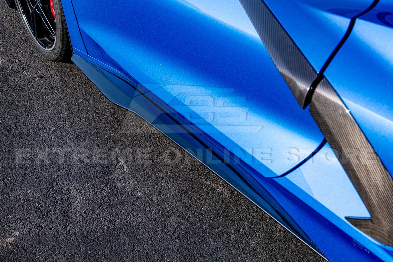 For 20-Up Corvette C8 | Z06 Style CARBON FLASH METALLIC Side Skirts Rocker Panel