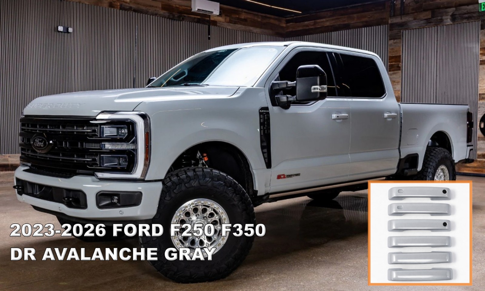 Painted DR AVALANCHE GRAY Door Handle Covers Set For 2023-2026 Ford F250 F350