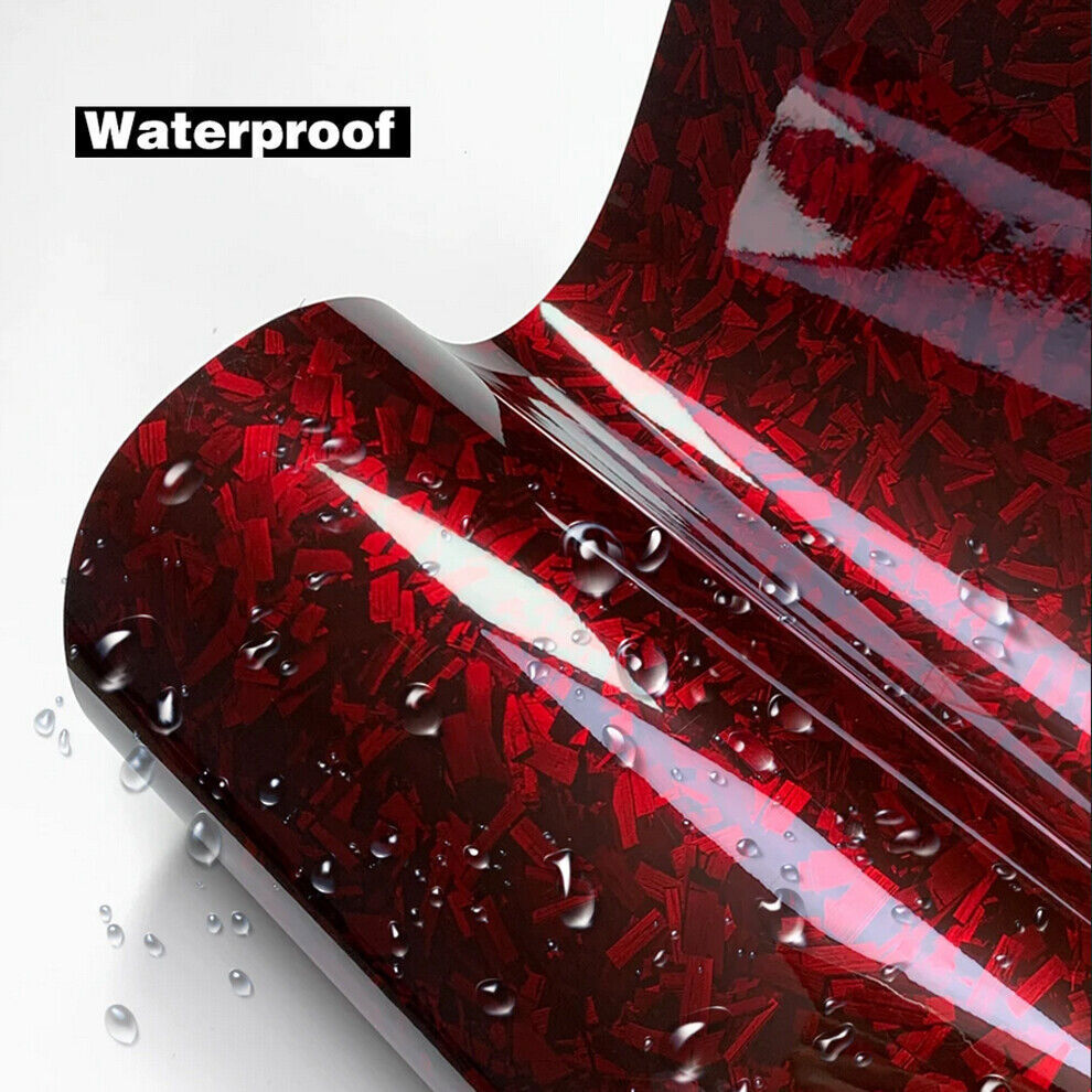 20cm*152cm High Glossy Red Forged Carbon Fiber Car Sticker Adhesive Vinyl Wrap