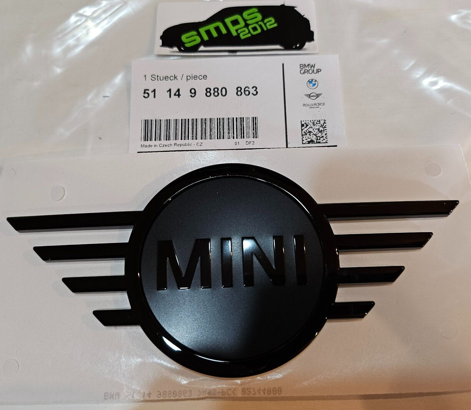 Genuine MINI Piano Black Front & Rear Badge Emblem Plaque F56 51149880863 / 866