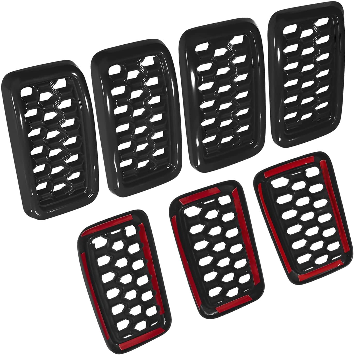Front Grill Mesh Covers Inserts Kit For Jeep Grand Cherokee 2017-2022 (Black)