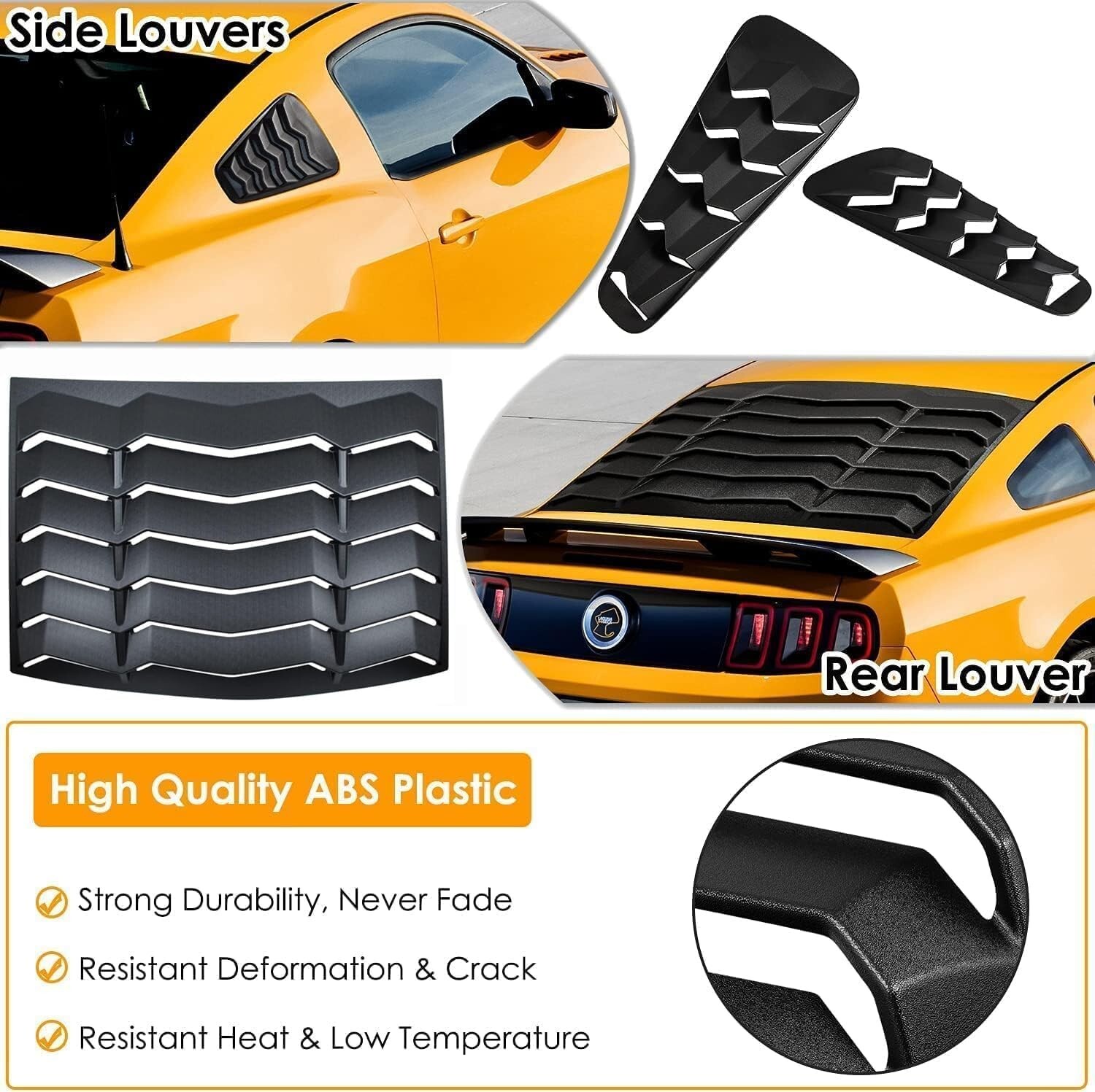 Rear & Side Window Louver Sun shade Scoop Cover for Ford Mustang 2005-2014