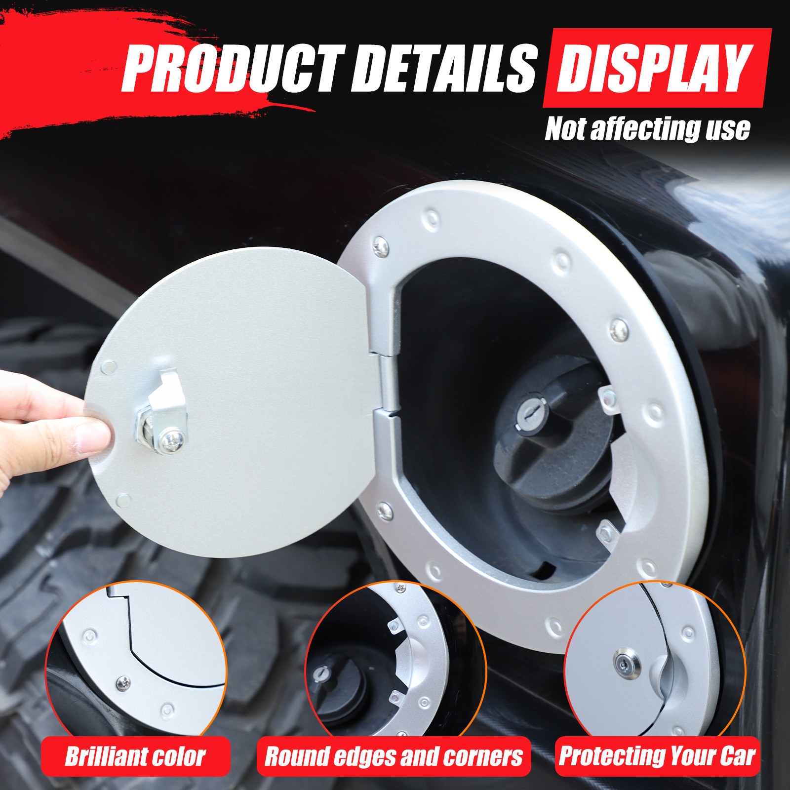 Alloy Fuel Filler Door Cover Gas Tank Cap w/keys Lock For Hummer H3 05-09 Sliver