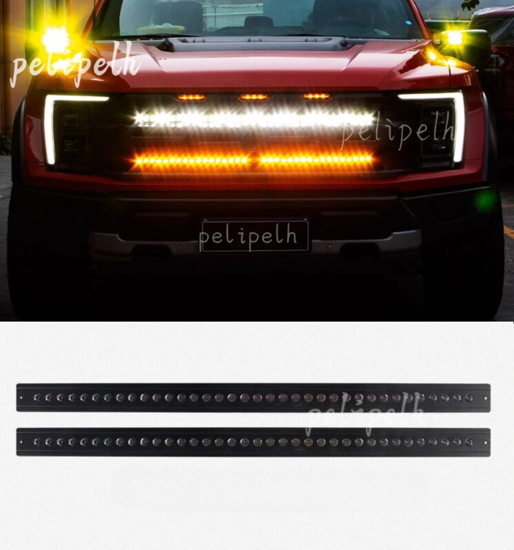 White+yellow LED Front Bumper Grill Lights Fit For 2021-2023 Ford F150 Raptor 2P
