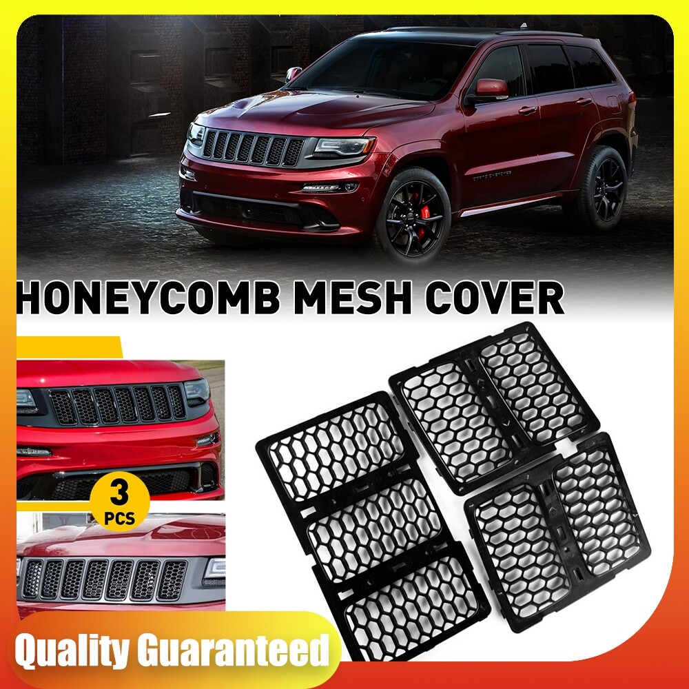 3PCS Front Mesh Honeycomb Insert Grill For 2014-2016 Jeep Grand Cherokee Black