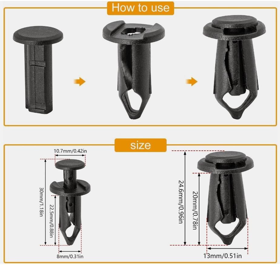 U-Clip Nuts & Bolts Set Clips Under Cover Splash Shield Guard for Car Mounting