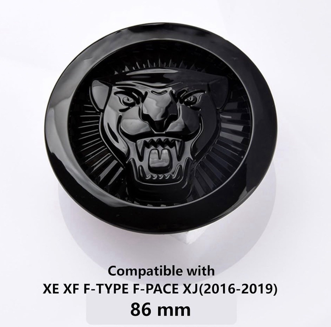 JAGUAR BLACK GROWLER GRILLE EMBLEM BADGE 86MM FRONT LOGO XF XJ F-TYPE F-PACE
