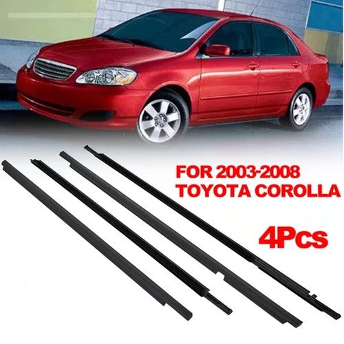 For 2003-2008 Toyota Corolla Weather Strips Window Moulding Trim Seal Belt 4Pcs