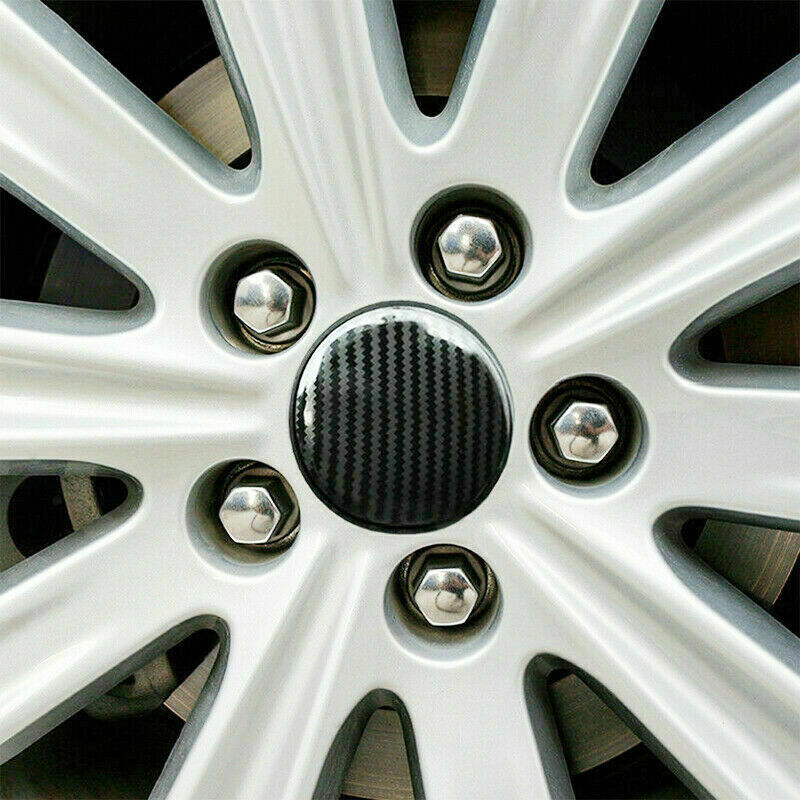 4pcs 60mm Racing Wheel Center Cap Rims Hub Protector Cover Hubcaps Carbon Fiber