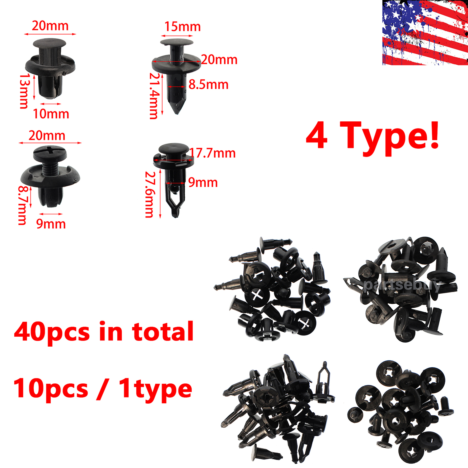 Fit Mazda Mini Mitsubishi Nissan Retainer Rivet Trim Moulding Clips 91503SZ3003