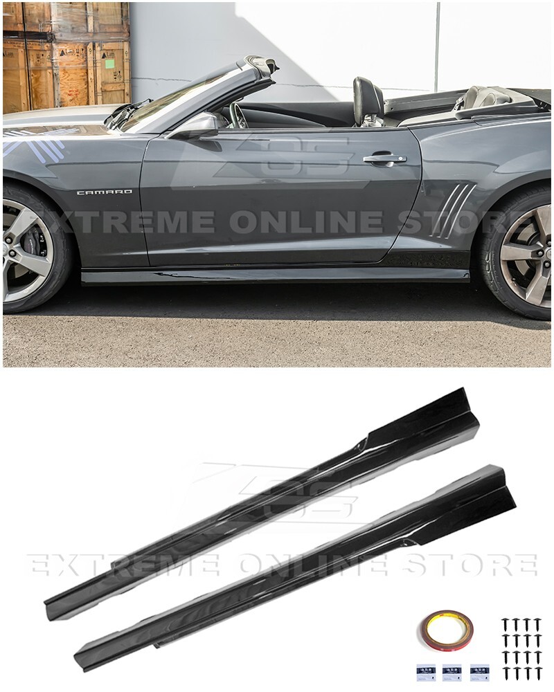 For 10-15 Camaro | ZL1 Style PAINTED GLOSSY BLACK Side Skirts Panel Extension
