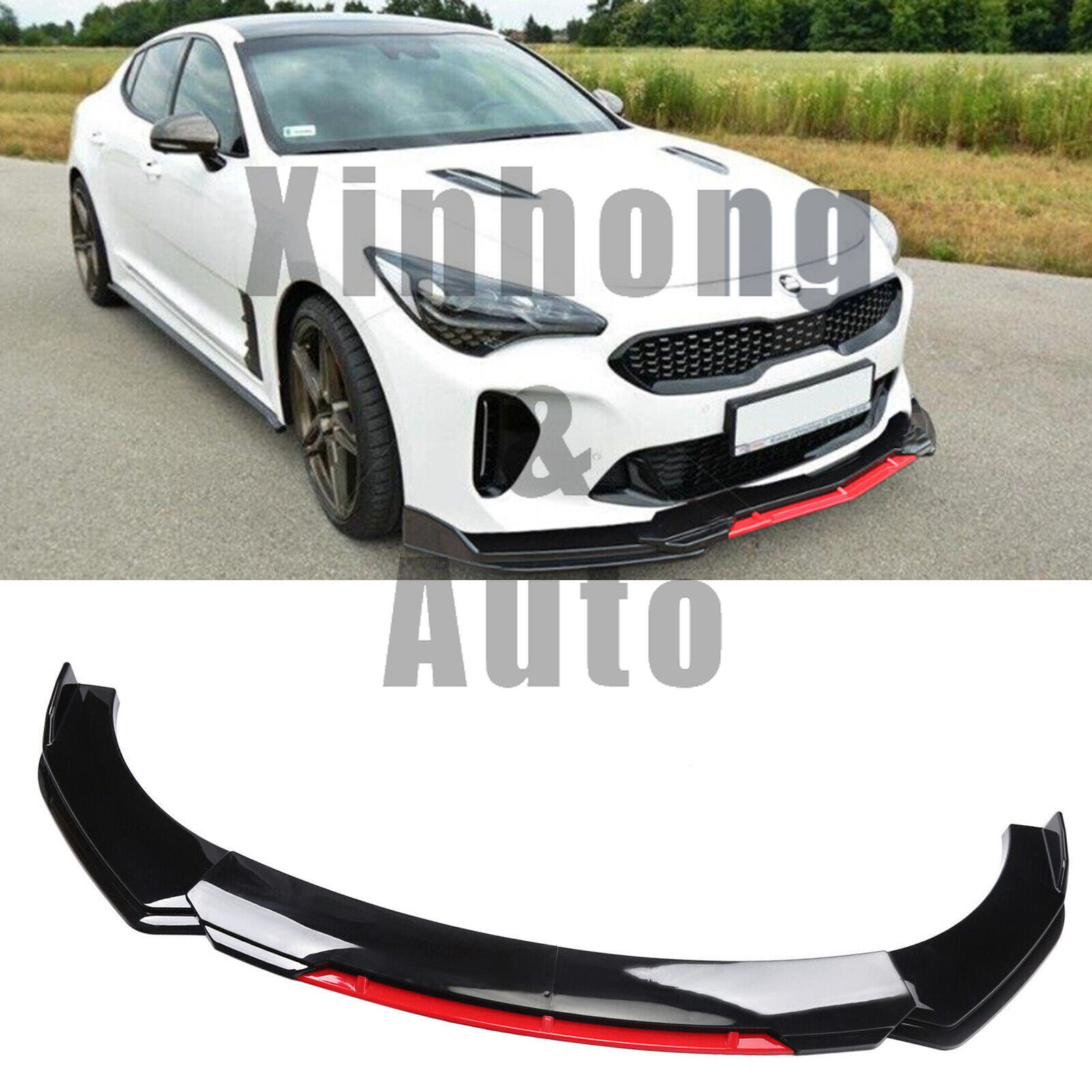 Black+Red For KIA Stinger Forte Front Bumper Lip Splitter Spoiler Body Kit