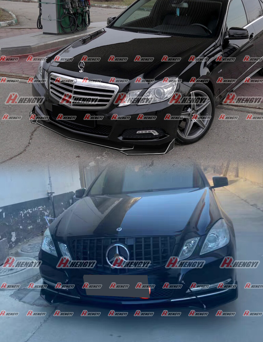For W212 Mercedes Benz E Class E350 E550 For Front Splitter Spoiler Kit Black