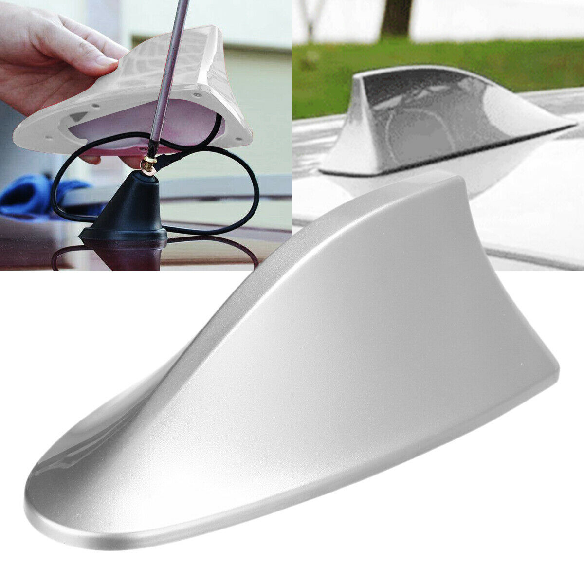 1* Silver Shark Fin Roof Antenna Car AUTO Aerial FM/AM Radio Signal Universal