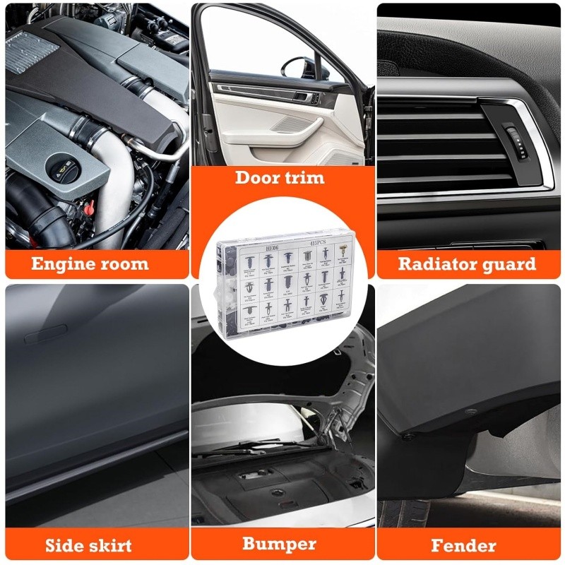 415Pcs Car Retainer Clips & Fastener Remover 18 Sizes Auto Push Pin Rivets Trim