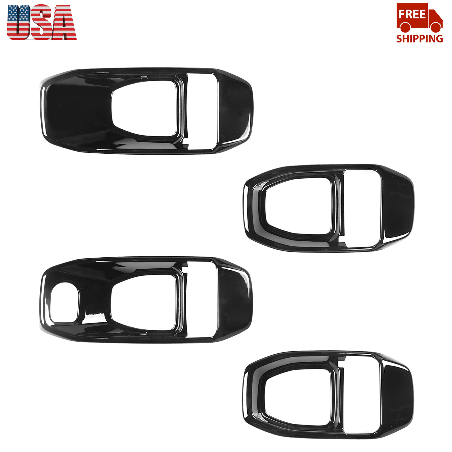 4PCS Black Interior Door Handle Bowl Cover Kit For Jeep Wrangler JL 2018+ 4Door