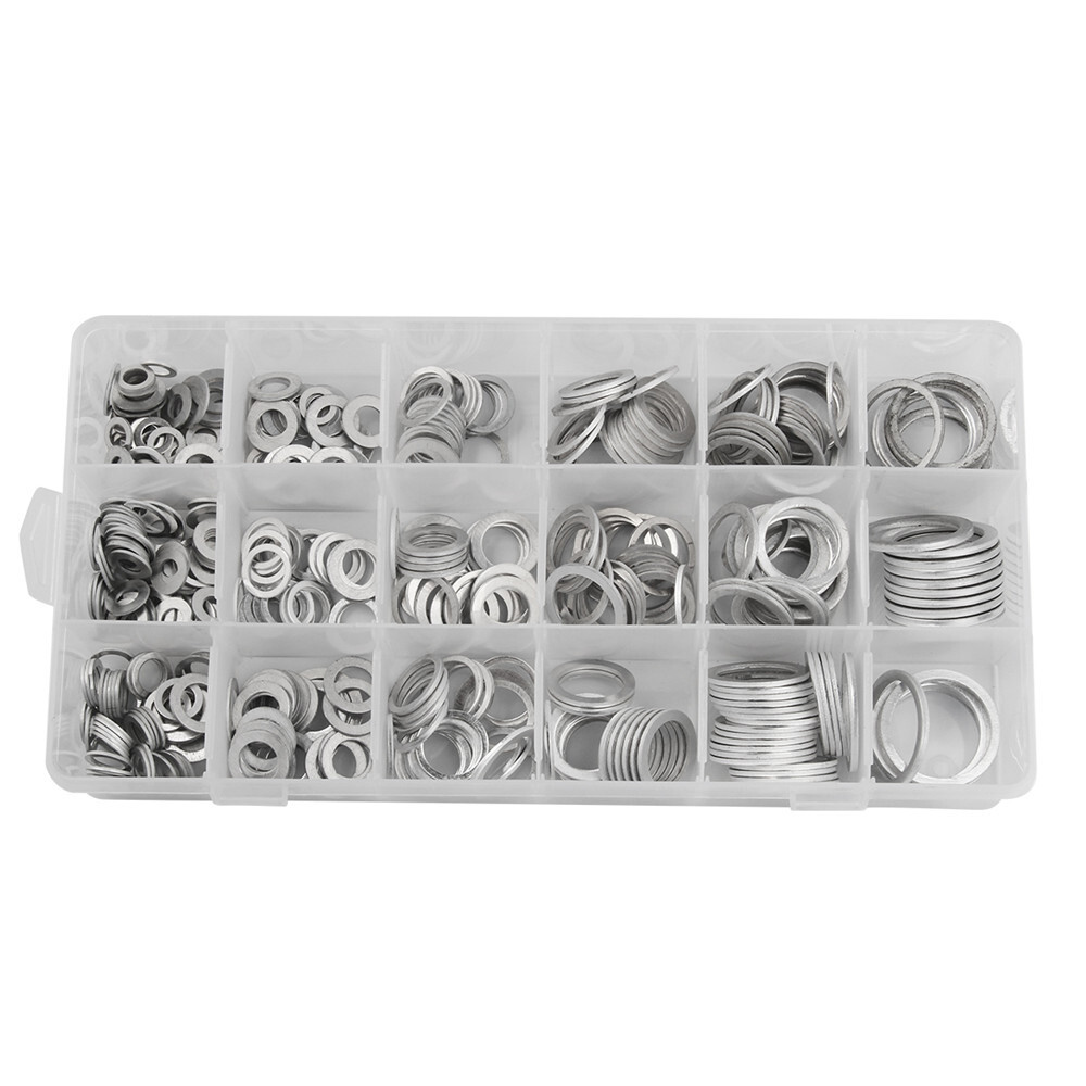 Car O-Ring Seal Crush Washer Assortment Kit Engine Oil Drain Plug Gasket 450Pcs