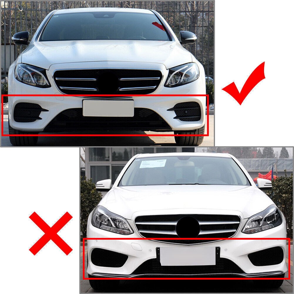 6X Benz W213 E200 E300 E250 2016-2020 Glossy Black Front Bumper Lip Spoiler Fins