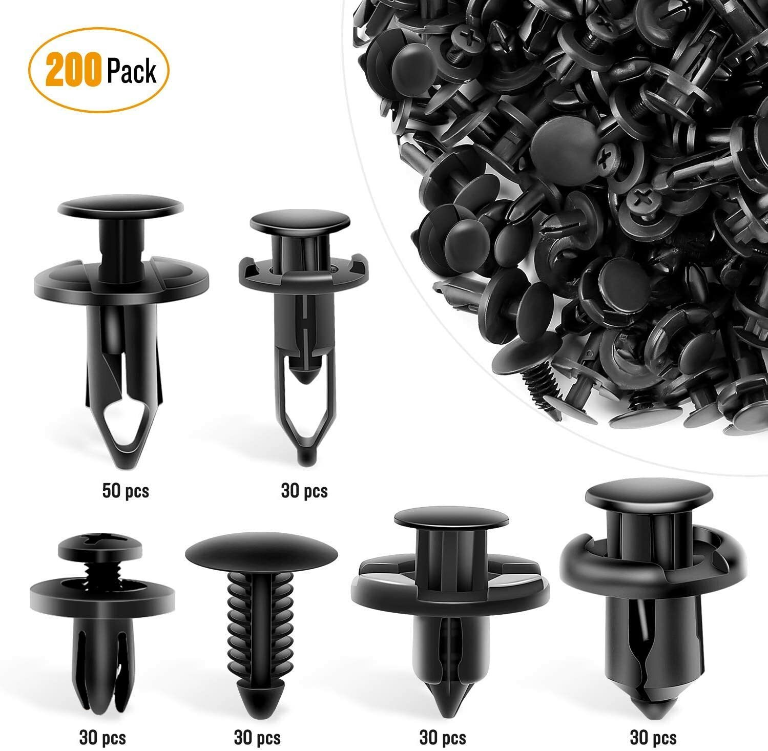 For Honda 200 Pcs Push Bumper Fastener Rivet Clips with 6 Size Auto Body Retaine