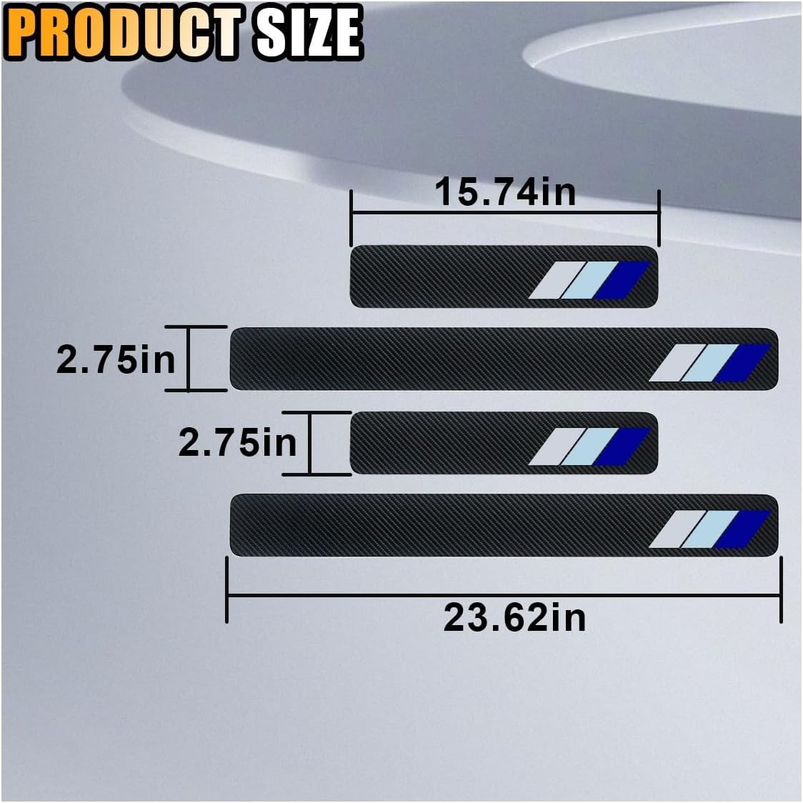 4PCS Tri-Color Carbon Fiber Door Sill Protectors – Universal Fit & Easy Install