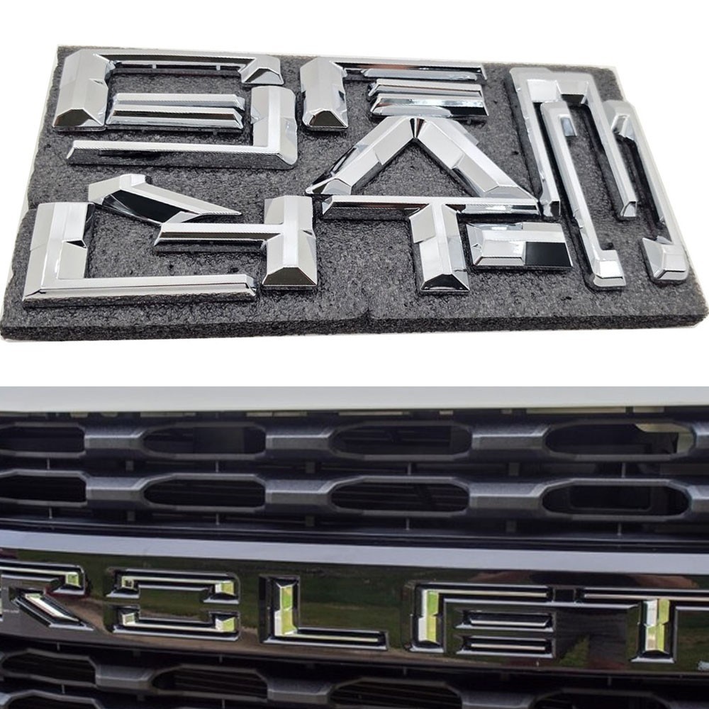 2019-2022 front grille letter inserts Fit Silverado 1500 Custom Chrome