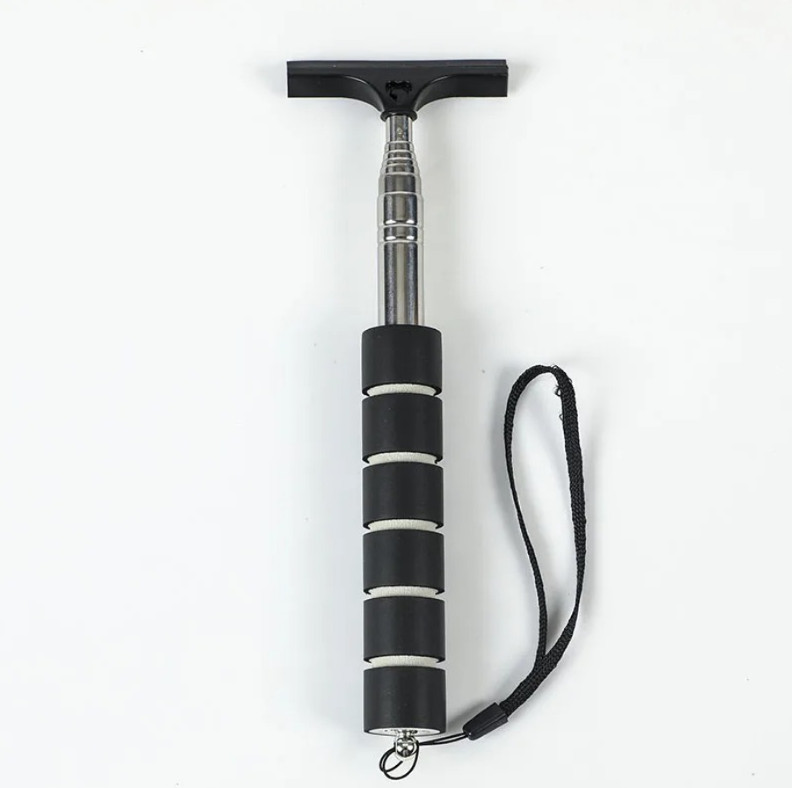 1pc Car Rearview Mirror Telescopic Wiper Cleaning Tool Glass Mist Scraper Brush