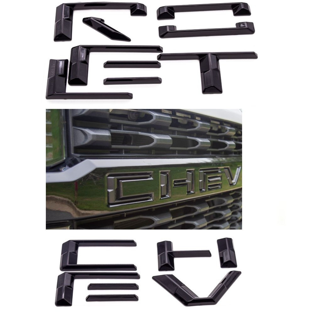 2019-2022 front grille letter inserts Fit Silverado 1500 Custom Black