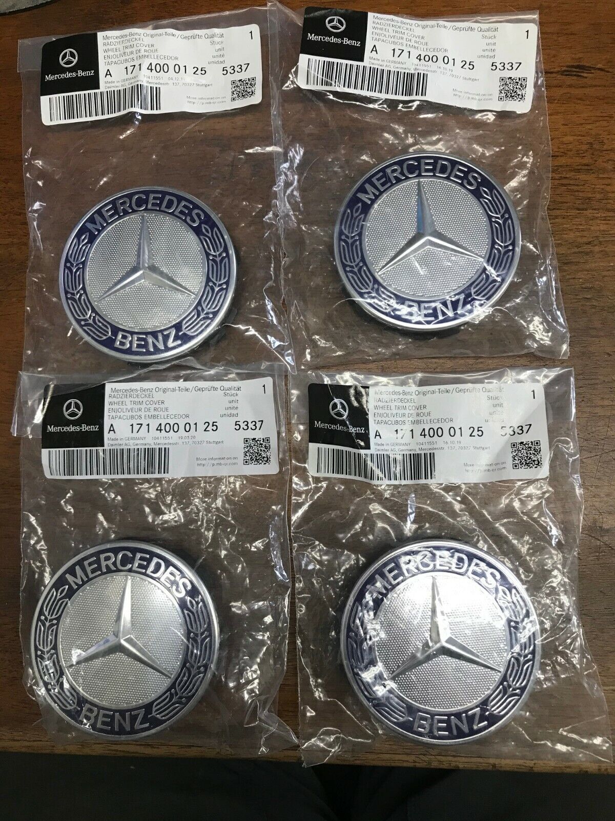 4 For Mercedes Benz Wheel Center Caps DARK Blue 75mm Rim Emblems Hubcaps Cover