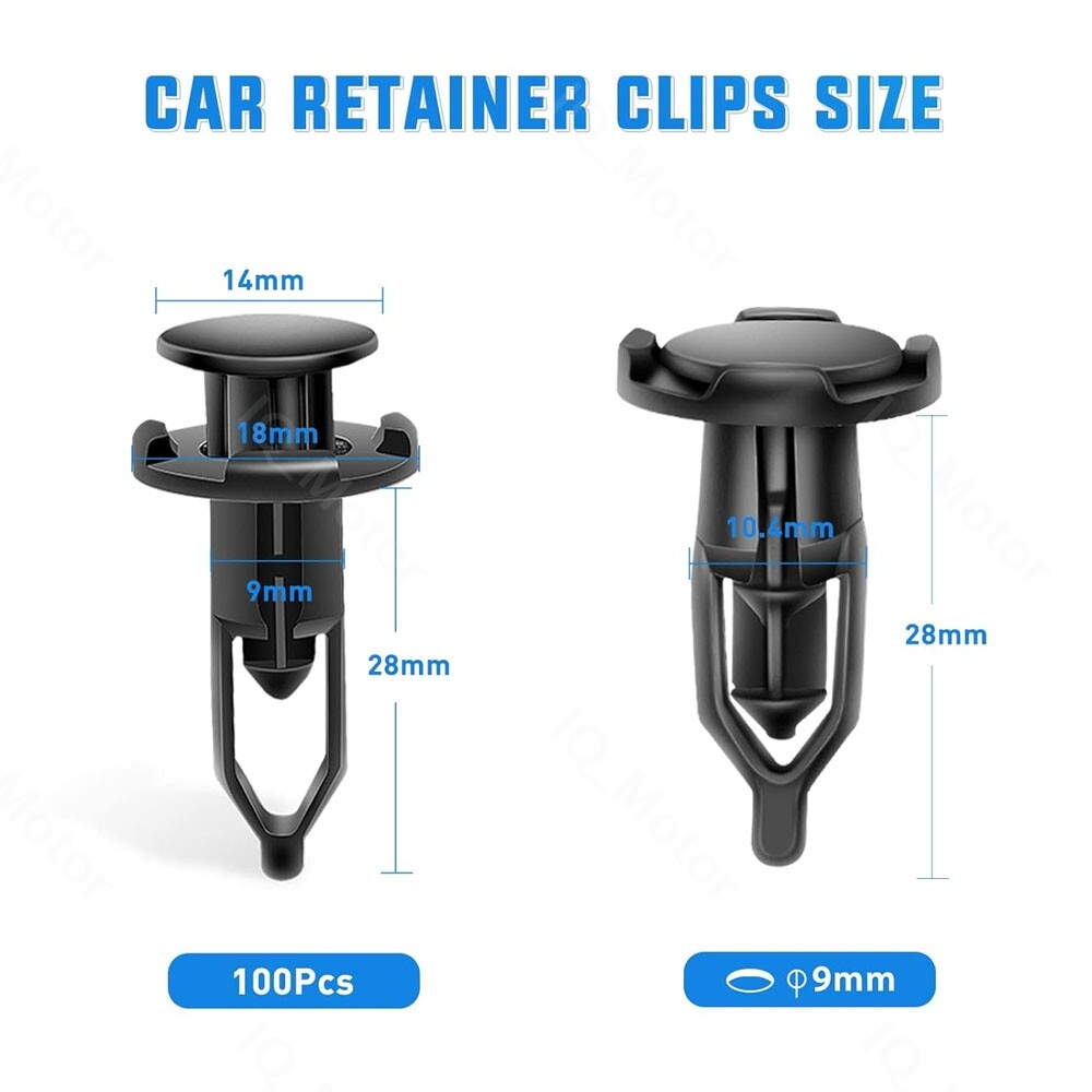 100 Pcs Push Type Retainers Bumper Retainer Clips Hole for Toyota Lexus 9mm
