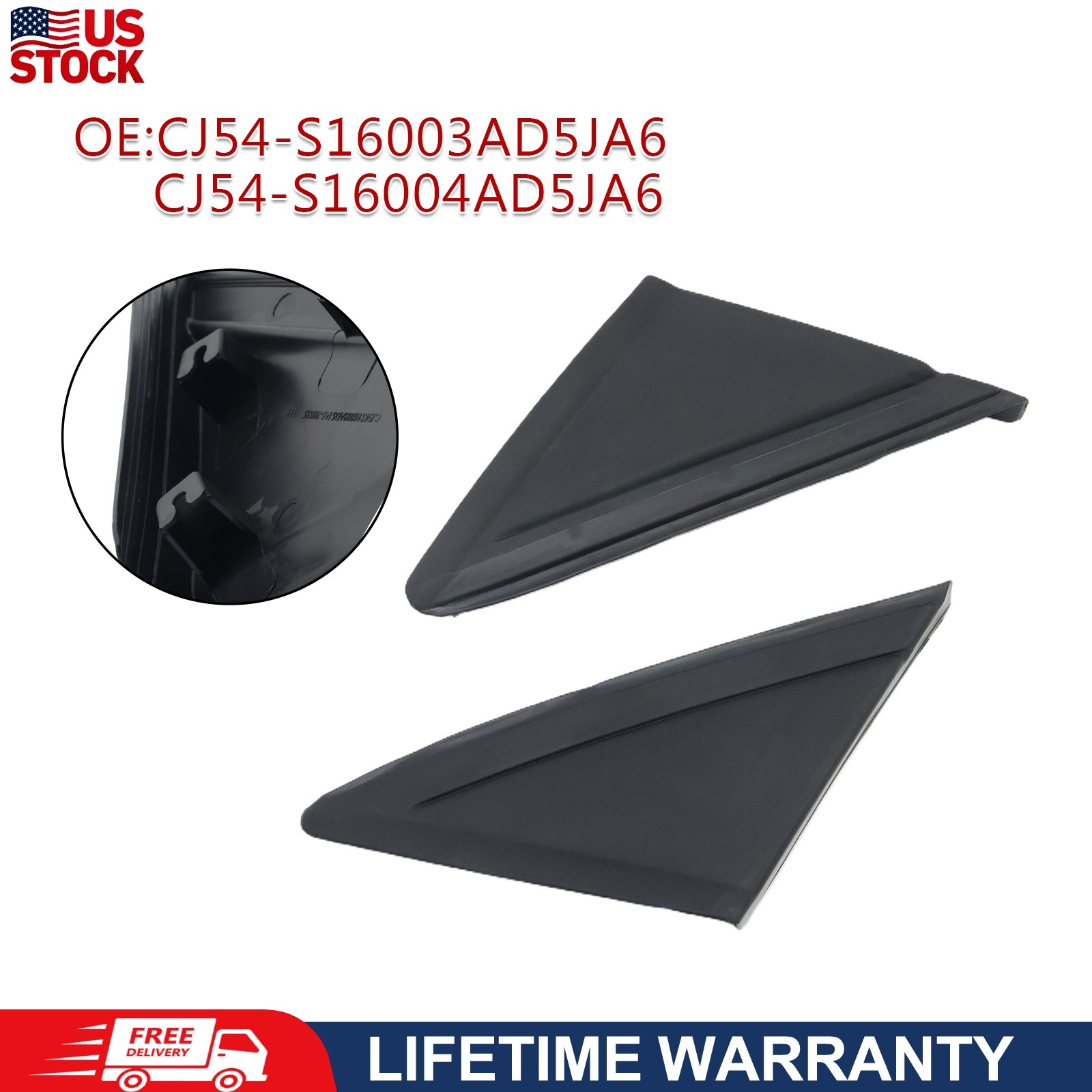 Front Left+Right Mirror Corner Triangle Fender Cover For 13-19 Ford Escape New