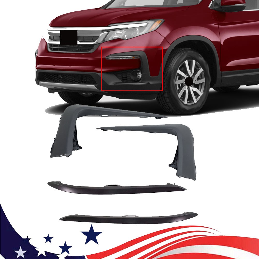 For Honda Pilot 2019-2022 Replacement Front Fog Light Garnish Molding Trim 4PCS
