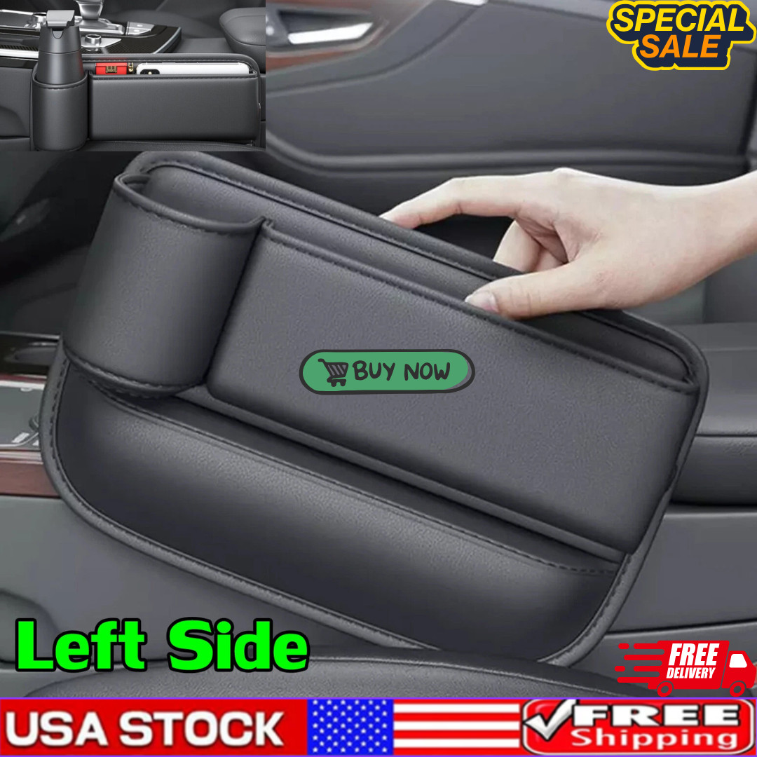 Left Side Car Seat Gap Filler Storage Bag Organizer Box Phone Holder Accessories