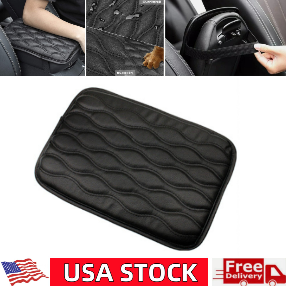 Black Car Center Console Pad Leather Arm Rest Box Cover Protector Cushion Pad US