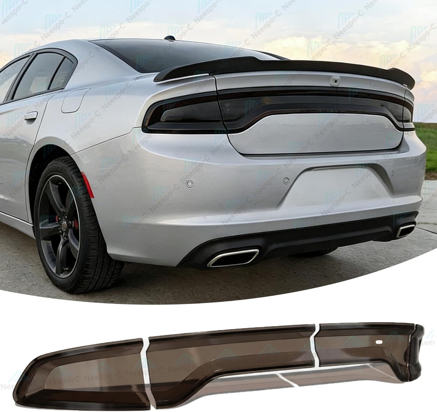 For Dodge Charger Rear Tail Light Guard Decor Cover Trim Smoked Black 2015-2024