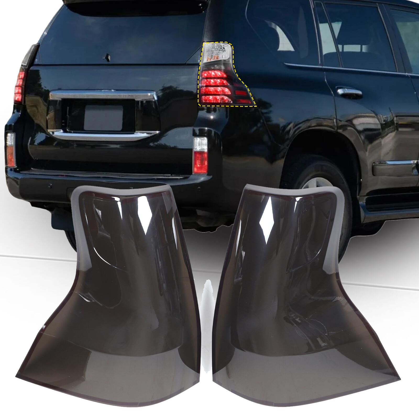 Smoked Black Rear Tail Light Lamp Guard Cover Trim Fits Lexus GX460 GX 2010-2023