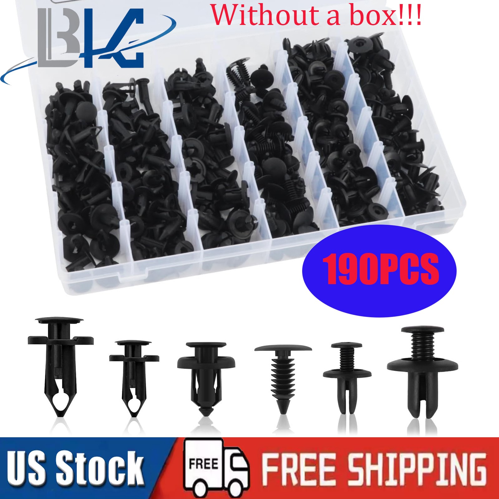 190PCS Car Push Pin Clips Kit, 6 Size Automotive Clips for Door Trim Bumper USA