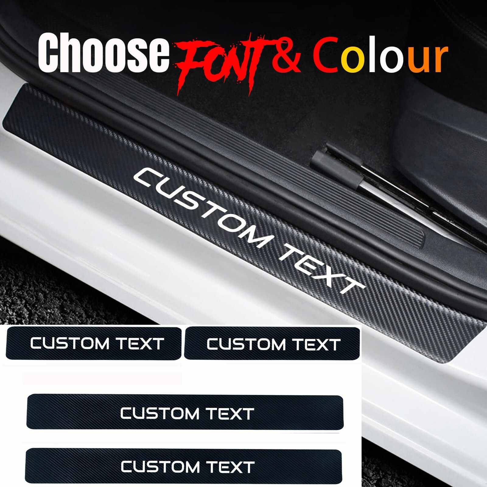 CUSTOM TEXT Car Door Sill Scuff Plate Protectors Sticker for Dodge Ram