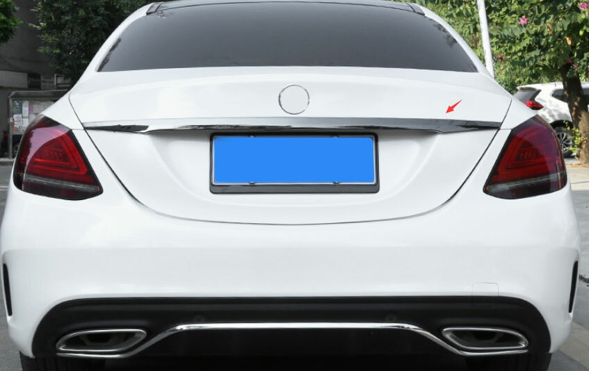 For 2015-2021 Benz C-Class W205 Chrome Black Rear Tailgate Trunk Lid Cover Trim
